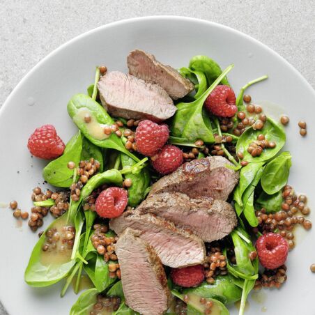 Linsensalat mit Spinat und Lamm Linsensalat mit Spinat und Lamm