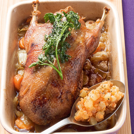 Wildente auf Apfellinsen Wildente auf Apfellinsen