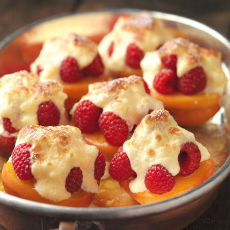 Warmer Reisauflauf mit Himbeeren und Pfirsichen Warmer Reisauflauf mit Himbeeren und Pfirsichen