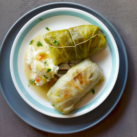 Kohlrouladen mit Kartoffelpüree Kohlrouladen mit Kartoffelpüree