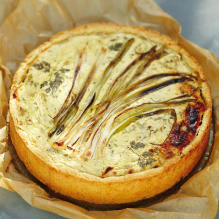 Quarkkuchen mit Kräutern und Frühlingszwiebeln Quarkkuchen mit Kräutern und Frühlingszwiebeln