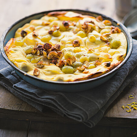 Topfenauflauf mit Stachelbeeren Topfenauflauf mit Stachelbeeren