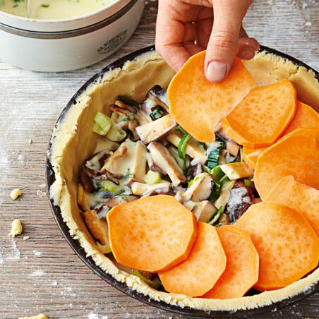 Süßkartoffel-Pilz-Quiche Süßkartoffel-Pilz-Quiche