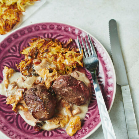 Rehmedaillons mit Pilzen Rehmedaillons mit Pilzen