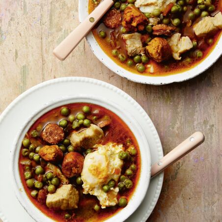 Grüne Erbsen mit
pochierten Eiern Grüne Erbsen mit
pochierten Eiern