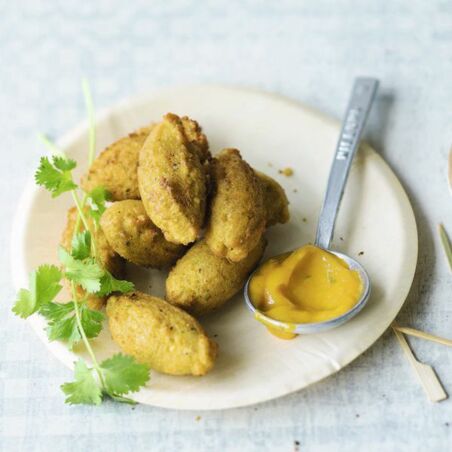 Linsenbällchen mit Mangodip Linsenbällchen mit Mangodip