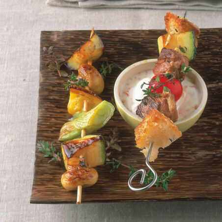 Gemüsespieße mit scharfer Glasur Gemüsespieße mit scharfer Glasur