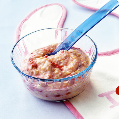 Mais-Himbeerbrei zum Löffeln Mais-Himbeerbrei zum Löffeln