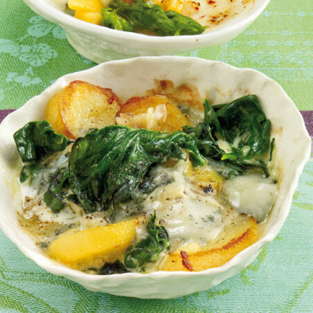 Knoblauch-Spinat mit Gorgonzola Knoblauch-Spinat mit Gorgonzola