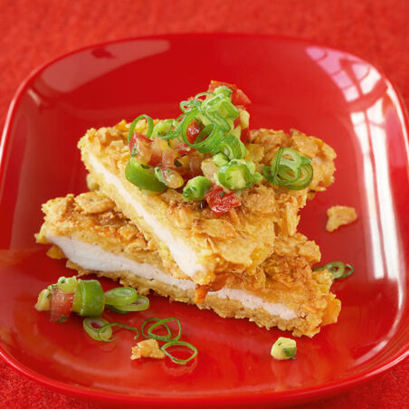 Tortilla-Schnitzel mit Avocado-Salsa Tortilla-Schnitzel mit Avocado-Salsa