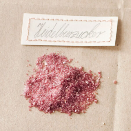 Heidelbeerzucker (ergibt etwa 50 g, für das Finish von Desserts und Obstsalat) Heidelbeerzucker (ergibt etwa 50 g, für das Finish von Desserts und Obstsalat)