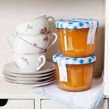 Pfirsich-Mango-Konfitüre mit Rum Pfirsich-Mango-Konfitüre mit Rum