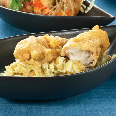 Fischstäbchen mit Chinakohl