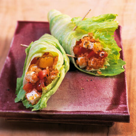 Eisbergsalat-Röllchen mit Couscous Eisbergsalat-Röllchen mit Couscous