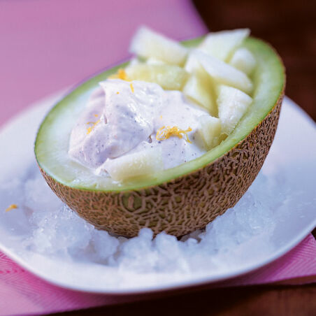 Honigmelonensalat mit Mascarponecreme Honigmelonensalat mit Mascarponecreme