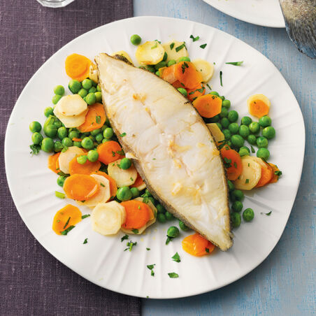 Heilbutt auf Gemüse Heilbutt auf Gemüse