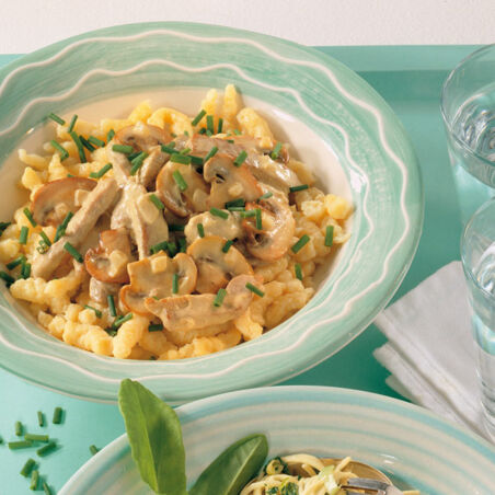 Spätzle mit Fleisch-Pilz-Sauce Spätzle mit Fleisch-Pilz-Sauce