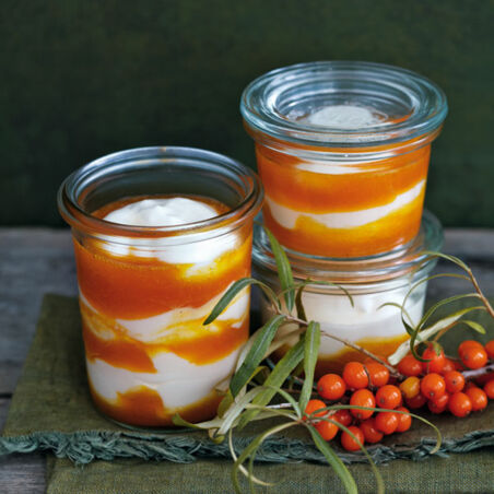 Joghurt-Mousse mit Sanddorn Joghurt-Mousse mit Sanddorn