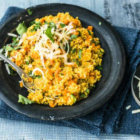 Möhrenhirsotto mit Manchego Möhrenhirsotto mit Manchego