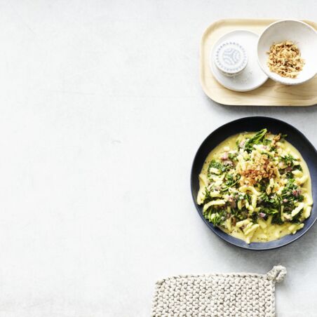 Käsespätzle mit Grünkohl