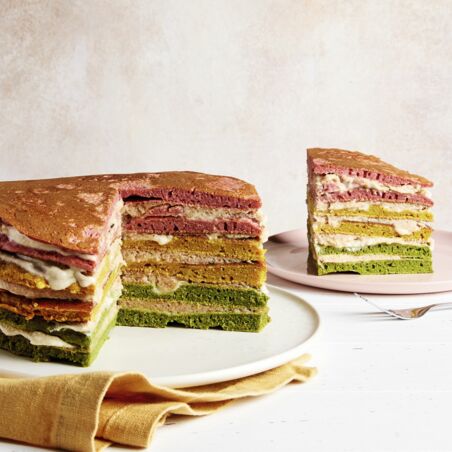 Regenbogen-Pancake-Torte Regenbogen-Pancake-Torte