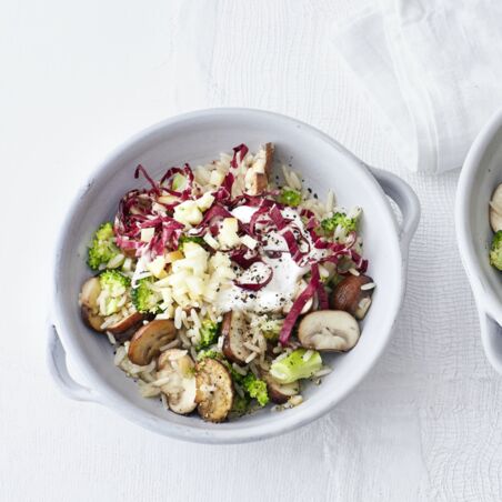 Brokkolipilaw mit Pilzen Brokkolipilaw mit Pilzen