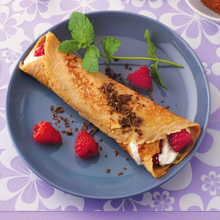 Crêpes mit Quark-Himbeer-Füllung Crêpes mit Quark-Himbeer-Füllung