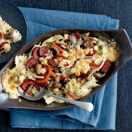 Gratinierte Nudeln mit Chorizo und Paprika Gratinierte Nudeln mit Chorizo und Paprika