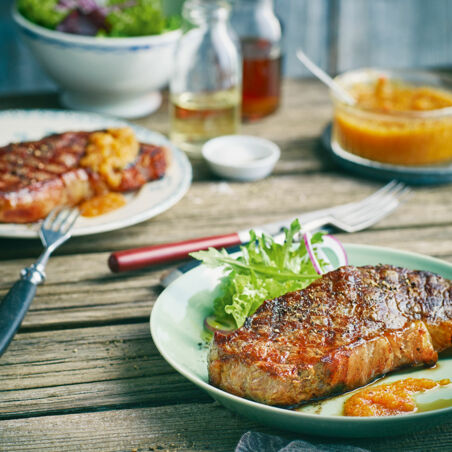 Rumpsteaks mit Chili-Salsa Rumpsteaks mit Chili-Salsa