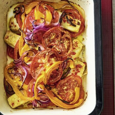 Griechischer-Tomaten-Tofu-Auflauf