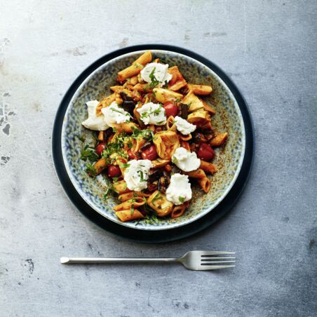 Auberginen-Pasta mit Artischocken Auberginen-Pasta mit Artischocken