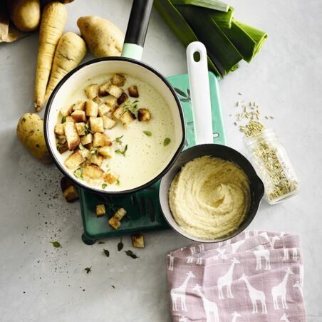 Kartoffelsamtsuppe und -brei Kartoffelsamtsuppe und -brei