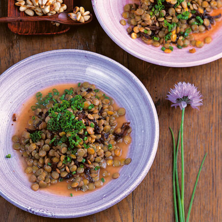 Tellerlinsen mit Backpflaumen Tellerlinsen mit Backpflaumen