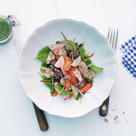 Wurstsalat mit Radieschenblätter-Pesto Wurstsalat mit Radieschenblätter-Pesto