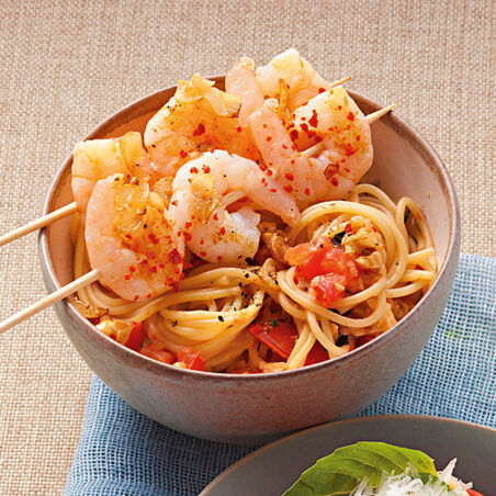 Knoblauch-Garnelen mit Spaghetti Knoblauch-Garnelen mit Spaghetti