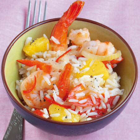 Chili-Ananas-Reis mit Garnelen Chili-Ananas-Reis mit Garnelen