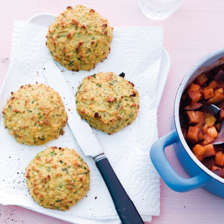 Linsenfrikadellen mit Auberginengemüse Linsenfrikadellen mit Auberginengemüse
