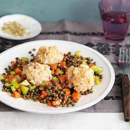 Mehlklöße mit Korianderlinsen Mehlklöße mit Korianderlinsen