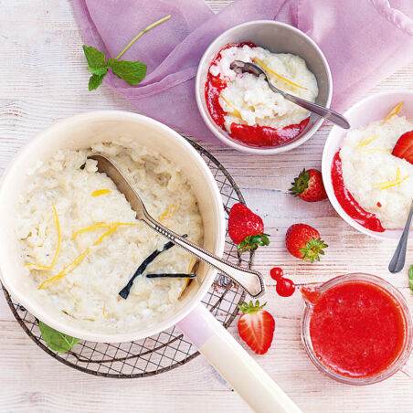 Milchreis mit Erdbeersauce Milchreis mit Erdbeersauce