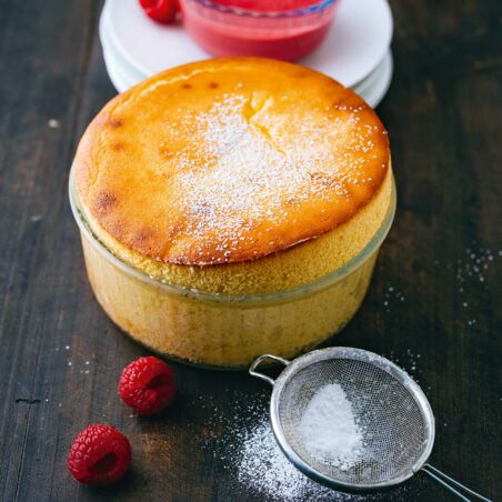 Quarksoufflé mit Himbeersauce Quarksoufflé mit Himbeersauce