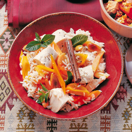 Reis mit Huhn und Aprikosen Reis mit Huhn und Aprikosen