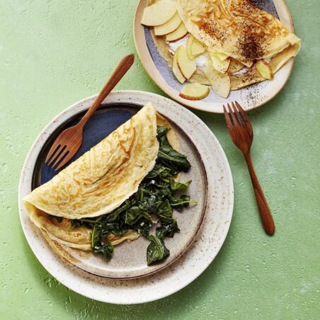 Dinkelpfannkuchen mit zweierlei Füllung Dinkelpfannkuchen mit zweierlei Füllung