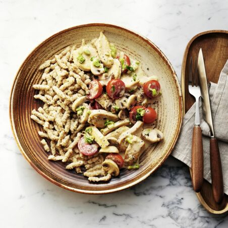 Haferspätzle mit Geschnetzeltem Haferspätzle mit Geschnetzeltem