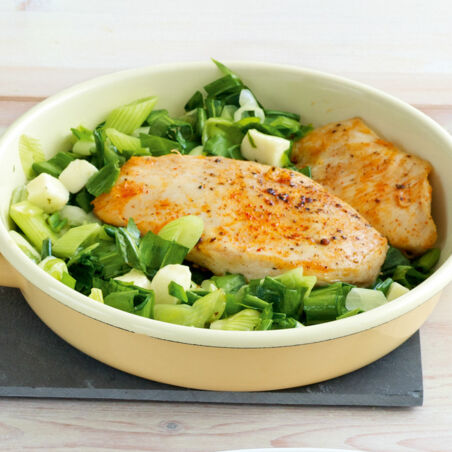 Hähnchen mit Bärlauchgemüse Hähnchen mit Bärlauchgemüse