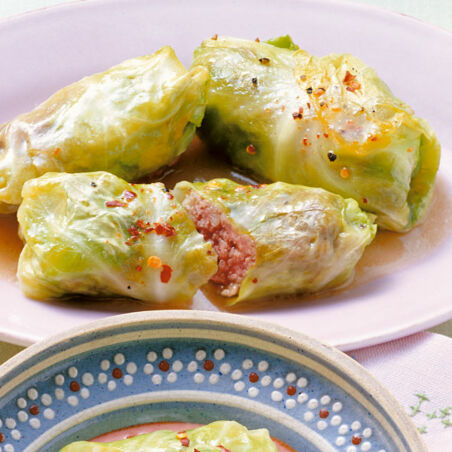 Krautwickel mit Reis und Steinpilzen Krautwickel mit Reis und Steinpilzen