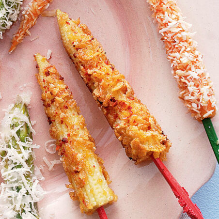 Knusprige Maiskölbchen mit Chili Knusprige Maiskölbchen mit Chili