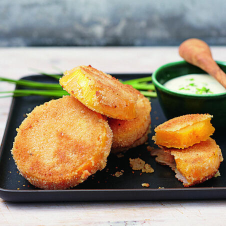 Kürbis-Schnitzel mit Meerrettichsauce Kürbis-Schnitzel mit Meerrettichsauce