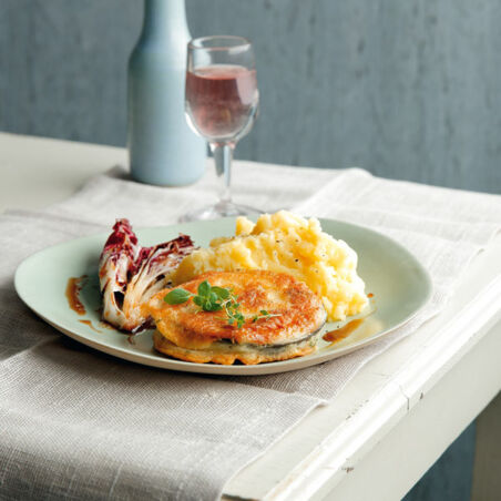 Auberginen-Piccata mit Kartoffel-Zitronen-Stampf
