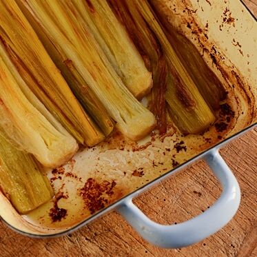 Geschmorte Lauchstangen Geschmorte Lauchstangen