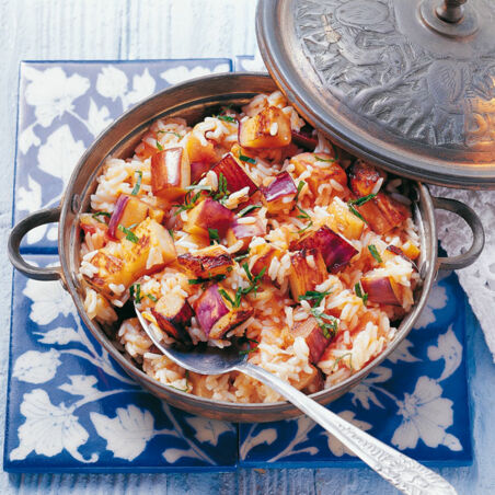 Reis mit Auberginen Reis mit Auberginen